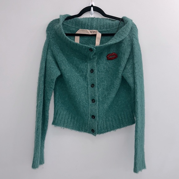 N°21 embellished off-the-shoulder cardigan - Picture 5 of 12